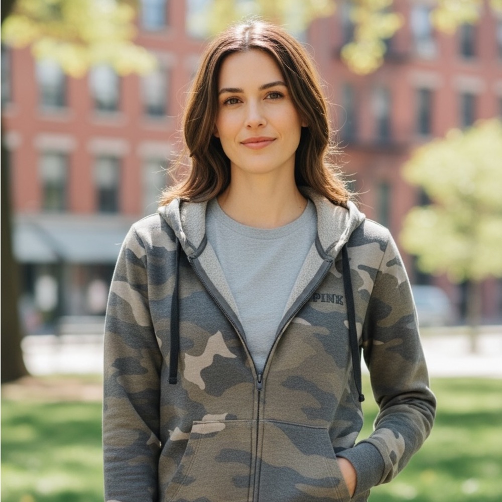 Victoria's Secret Camo Hoodie - Gray and Tan